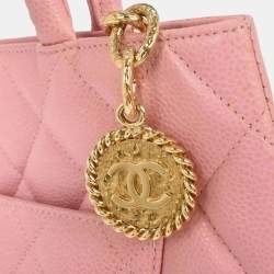 Pre Owned حقيبة يد توتس شانيل ميداليون جلد عجل وردي