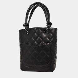 Pre Owned Chanel Black Calfskin Cambon Ligne Tote Handbag