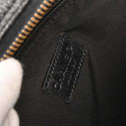 Pre Owned شنيل حقيبة يد جلد عجل أسود