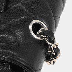 Pre Owned حقيبة شانيل جلد العجل كلاسيكية متوسطة مزدوجة الفتح باللون الأسود