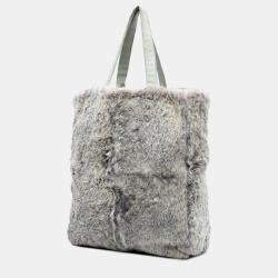 مملوكة مسبقًا Chanel Grey CC Lapin Fur Tote
