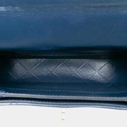 Pre Owned Chanel Blue Mini CC Quilted Shiny Calfskin Round Moon Messenger Flap