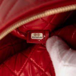 Pre Owned حقيبة كلتش شانيل سحر الكازينو جلد الغنم الأحمر مبطن كبير