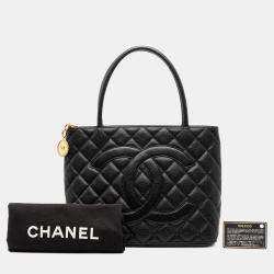 Pre Owned Chanel Black Caviar Medallion Tote