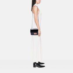 مملوكة مسبقًا حقيبة شانيل متوسطة سوداء حمراء ثلاثية الألوان متدرجة جلد العجل مبطنة بلوحة CC