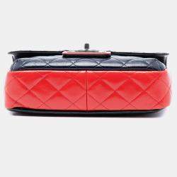 مملوكة مسبقًا حقيبة شانيل متوسطة سوداء حمراء ثلاثية الألوان متدرجة جلد العجل مبطنة بلوحة CC
