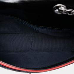 مملوكة مسبقًا حقيبة شانيل متوسطة سوداء حمراء ثلاثية الألوان متدرجة جلد العجل مبطنة بلوحة CC