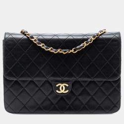 مملوكة مسبقًا Chanel Black CC Quilted Lambskin Single Flap