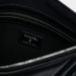 مملوكة مسبقًا Chanel Black Medium Diagonal Chevron Calfskin Tassel O Case Clutch