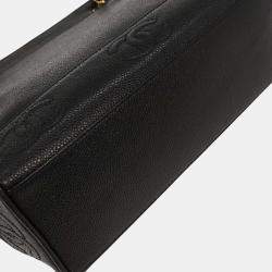 مملوكة مسبقًا حقيبة كتف شانيل ثلاثية "سي سي" جلد كالف اسود