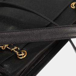 مملوكة مسبقًا حقيبة كتف شانيل ثلاثية "سي سي" جلد كالف اسود