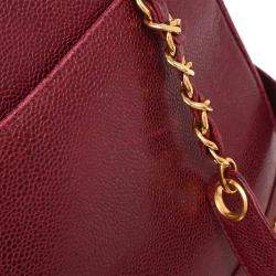 Pre Owned حقيبة شانيل بوردو جلد العجل تريبل سي سي كتف توت