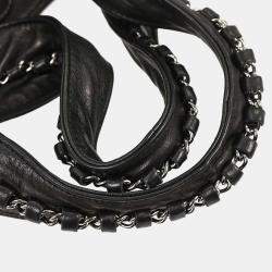 Pre Owned حقيبة شايانيل هوبو بسلسلة فاخرة حول الجلد الأسود الخروف