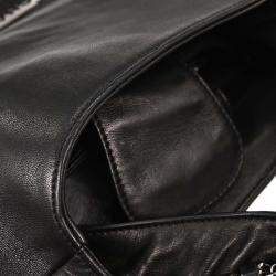 Pre Owned حقيبة شايانيل هوبو بسلسلة فاخرة حول الجلد الأسود الخروف