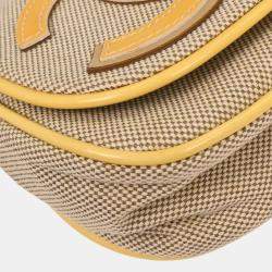 Pre Owned Chanel Yellow Canvas Camellia No.5 Cc Handbag