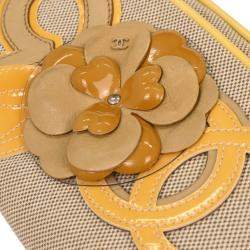 Pre Owned Chanel Yellow Canvas Camellia No.5 Cc Handbag