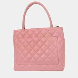 Pre Owned حقيبة شانيبل ميدالية جلد عجل وردي للتسوق