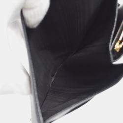 Pre Owned محفظة شانييل طويلة مطوية من الجلد الأسود