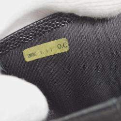 Pre Owned محفظة شانييل طويلة مطوية من الجلد الأسود