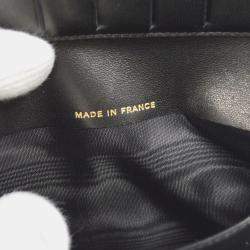 Pre Owned محفظة شانييل طويلة مطوية من الجلد الأسود