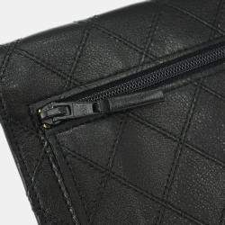 Pre Owned Chanel Black Lambskin Bicolore Wallet Coin Purse