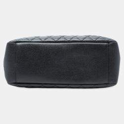 Pre Owned حقيبة يد شانيل غراند شوبنغ جلد كافيار أسود