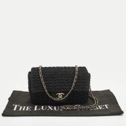 مملوكة مسبقًا Chanel Summer Nights Mini Black Woven Patent Leather Flap Bag