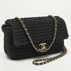 مملوكة مسبقًا Chanel Summer Nights Mini Black Woven Patent Leather Flap Bag