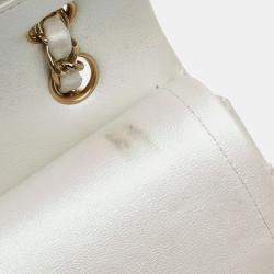 مملوكة مسبقًا Chanel Matelasse 25 Coco Mark Double Flap Chain Shoulder Bag Handbag White Lambskin