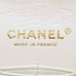 مملوكة مسبقًا Chanel Matelasse 25 Coco Mark Double Flap Chain Shoulder Bag Handbag White Lambskin