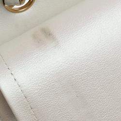 مملوكة مسبقًا Chanel Matelasse 25 Coco Mark Double Flap Chain Shoulder Bag Handbag White Lambskin