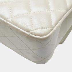 مملوكة مسبقًا Chanel Matelasse 25 Coco Mark Double Flap Chain Shoulder Bag Handbag White Lambskin