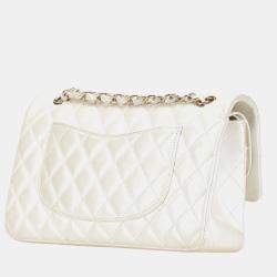 مملوكة مسبقًا Chanel Matelasse 25 Coco Mark Double Flap Chain Shoulder Bag Handbag White Lambskin