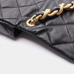 مملوكة مسبقًا حقيبة كتف شانيل ماتلاسيه جلد الخروف أسود