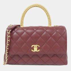 Pre Owned Chanel Bordeaux Leather Handbag