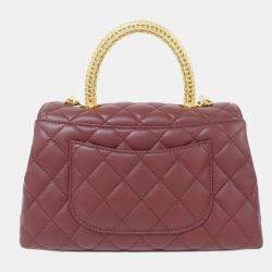 Pre Owned Chanel Bordeaux Leather Handbag
