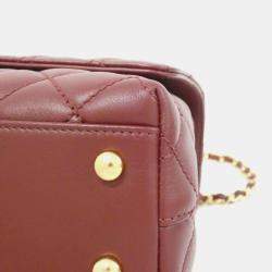 Pre Owned Chanel Bordeaux Leather Handbag