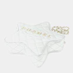 Pre Owned Chanel Silver Leather Shoulder Bag