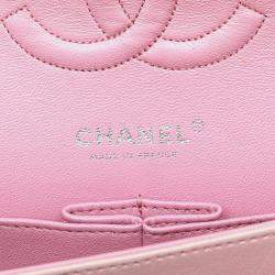 Pre Owned Chanel Matelasse 25 Coco Mark Double Flap Silver Hardware Chain Shoulder Bag Pink White Multicolor Tweed Leather