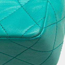 مملوكة مسبقًا حقيبة كتف سلسلة شانيل ماتيلاسي كوكو مارك جلد أزرق تركواز