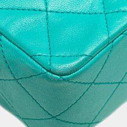 مملوكة مسبقًا حقيبة كتف سلسلة شانيل ماتيلاسي كوكو مارك جلد أزرق تركواز