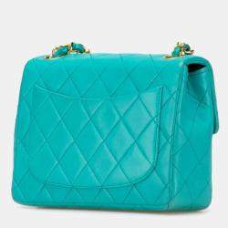 مملوكة مسبقًا حقيبة كتف سلسلة شانيل ماتيلاسي كوكو مارك جلد أزرق تركواز