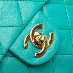 مملوكة مسبقًا حقيبة كتف سلسلة شانيل ماتيلاسي كوكو مارك جلد أزرق تركواز