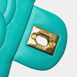 مملوكة مسبقًا حقيبة كتف سلسلة شانيل ماتيلاسي كوكو مارك جلد أزرق تركواز