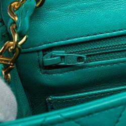 مملوكة مسبقًا حقيبة كتف سلسلة شانيل ماتيلاسي كوكو مارك جلد أزرق تركواز