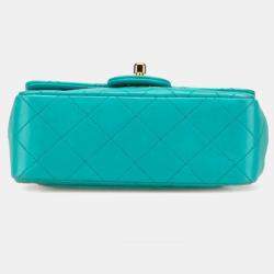 مملوكة مسبقًا حقيبة كتف سلسلة شانيل ماتيلاسي كوكو مارك جلد أزرق تركواز