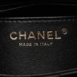 Pre Owned حقيبة شانيل كوكو مارك سلسلة حاملة عبر الجسم بمقبض علوي ملون V جلد أسود