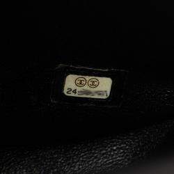 Pre Owned حقيبة شانيل كوكو مارك سلسلة حاملة عبر الجسم بمقبض علوي ملون V جلد أسود