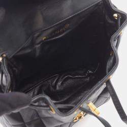 Pre Owned Chanel Matelasse Backpack Bag In Lambskin Leather Black