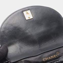 Pre Owned Chanel Matelasse Backpack Bag In Lambskin Leather Black